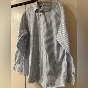 Banana Republic Men's Blue and White Striped Dress Shirt